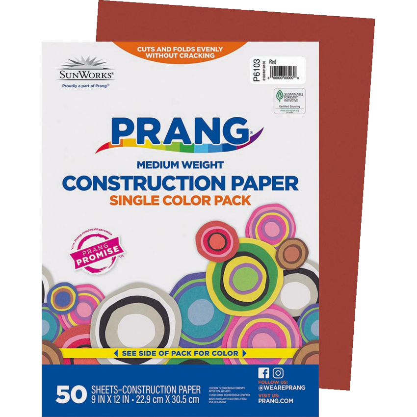 Prang® Construction Paper 9" x 12" Red 50/pkg