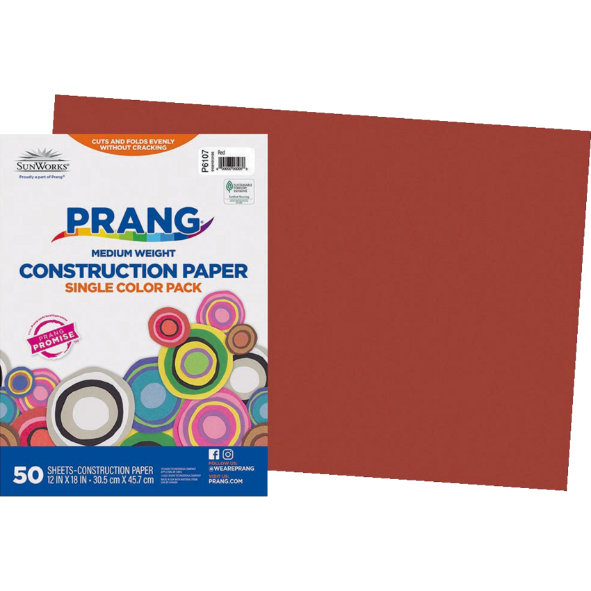 Prang® Construction Paper 12" x 18" Red 50/pkg