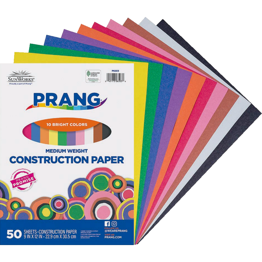 Prang® Construction Paper 9" x 12" Assorted Colours 50/pkg