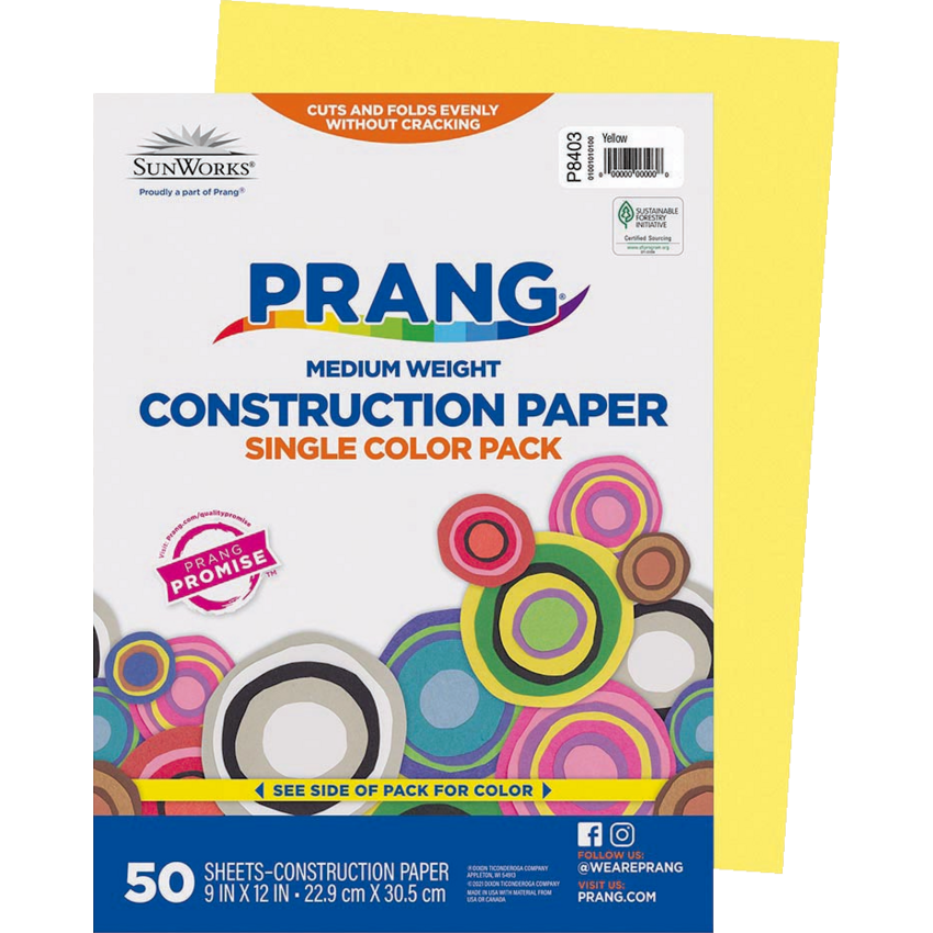 Prang® Construction Paper 9" x 12" Yellow 50/pkg