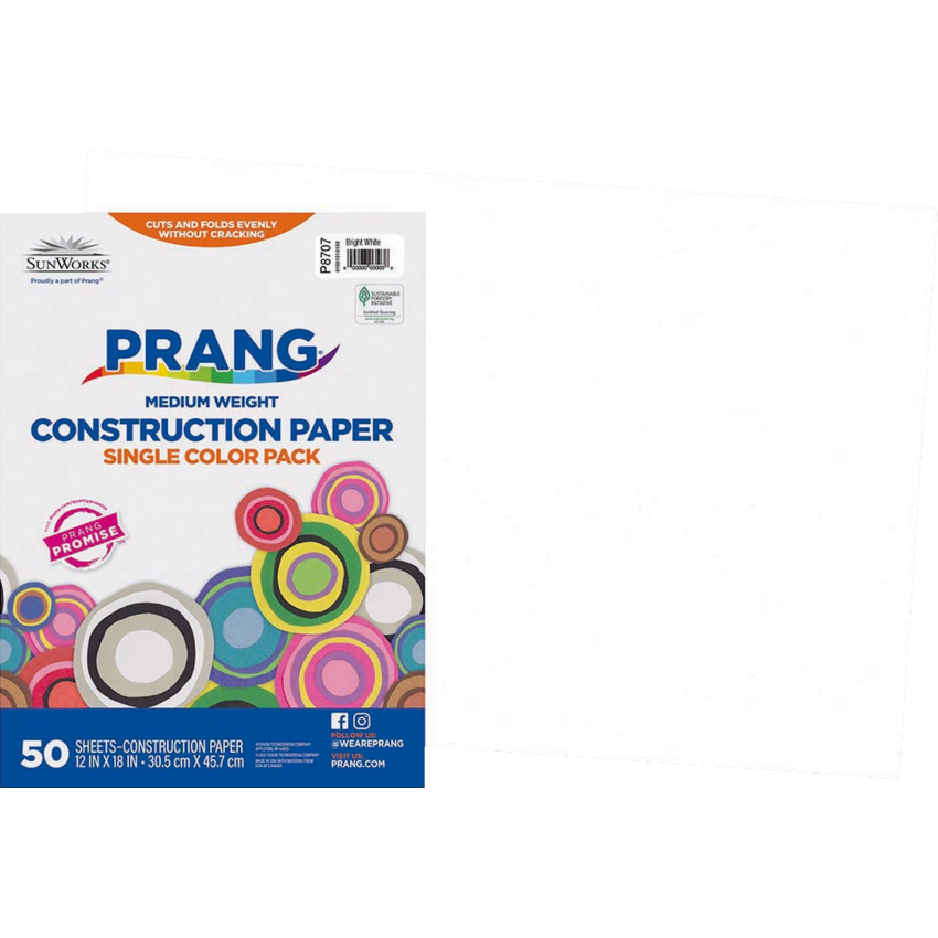 Prang® Construction Paper 12" x 18" Bright White 50/pkg