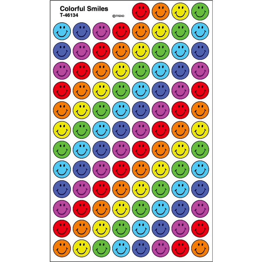 Trend® superSpots® Colourful Smiles Stickers 800/pkg