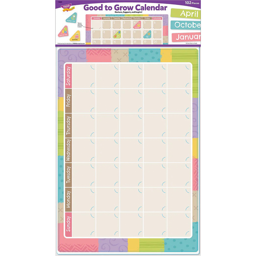 Trend® Bulletin Board Set Good to Grow Calendar 102 pieces/set