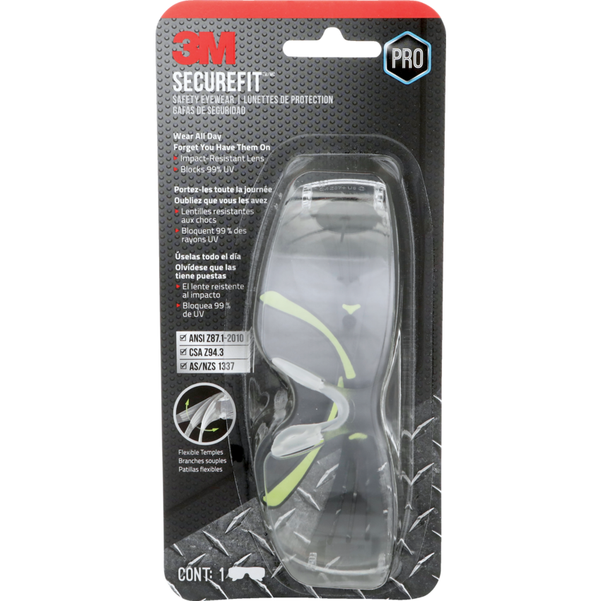 3M™ SecureFit™ Glasses Clear