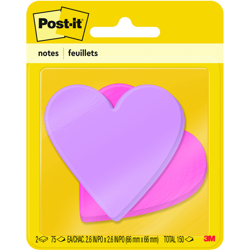 Post-it® Die Cut Notes 75 Sheets Heart 2 pads/pkg