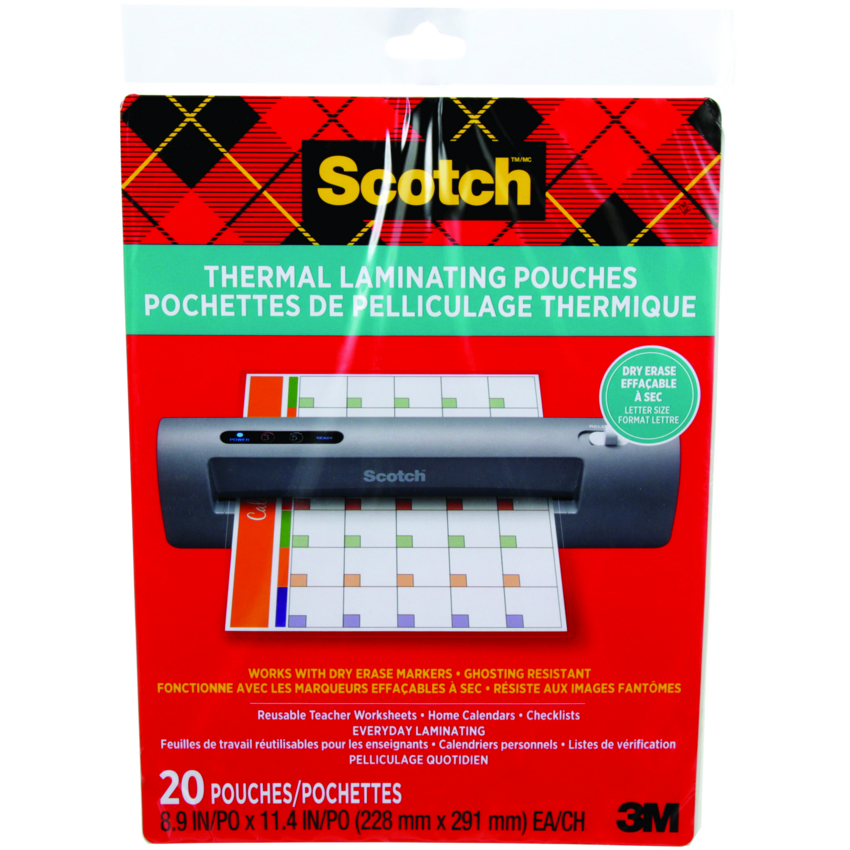 Scotch™ Dry Erase Thermal Laminating Pouches 8-9/10" x 11-2/5" 20/pkg