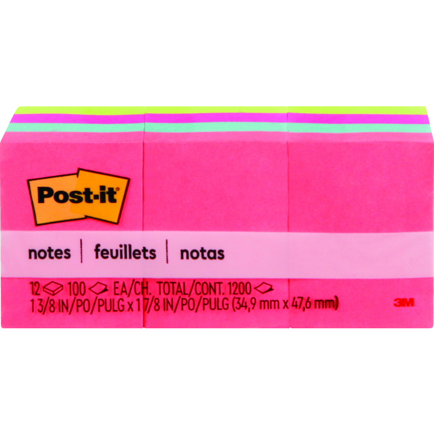 Post-it® Notes 1-1/2" x 2" 100 sheets per pad Assorted Poptimistic Colours 12 pads/pkg