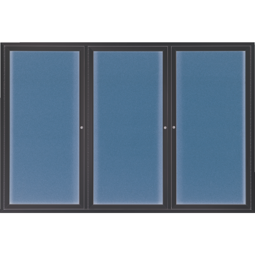 Quartet® Enclosed Bulletin Cork Board 3-Door 48" x 72" Aluminum Frame