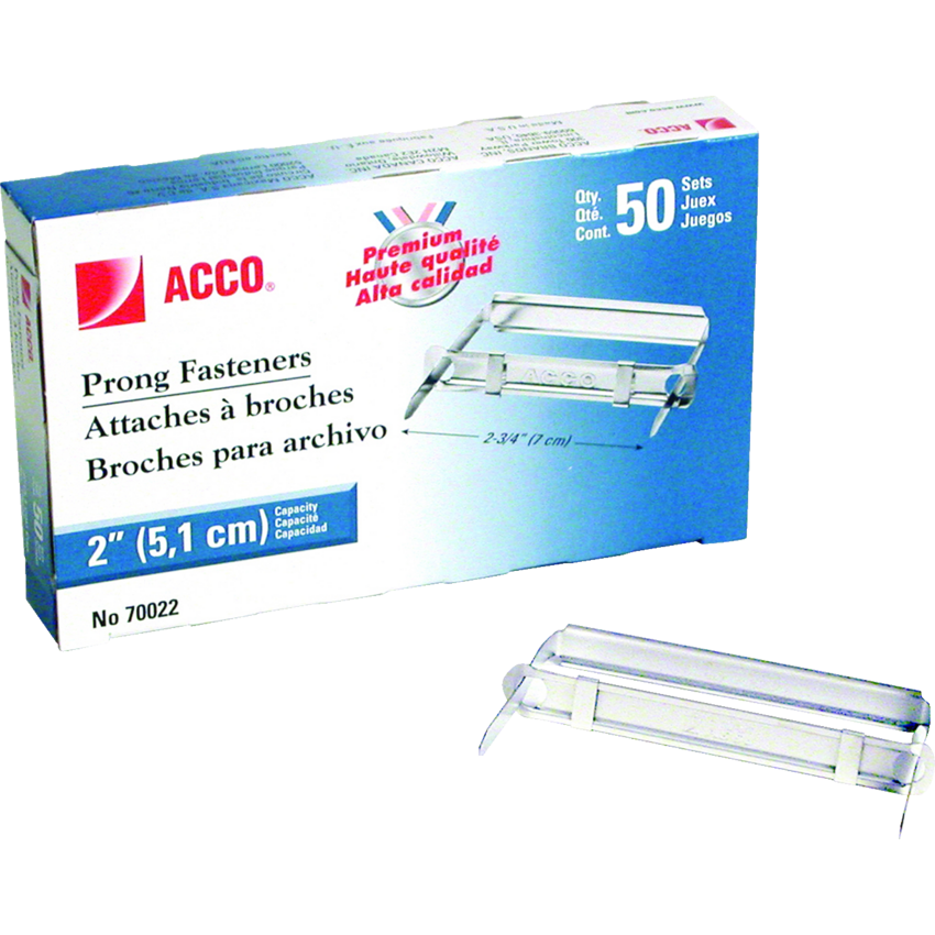 ACCO® Prong Fasteners 2" with 2-3/4" Centres 50/box