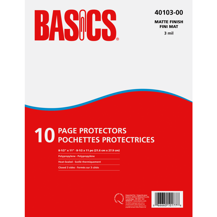 Basics® Page Protectors 3 mil Matte Letter 10/pkg