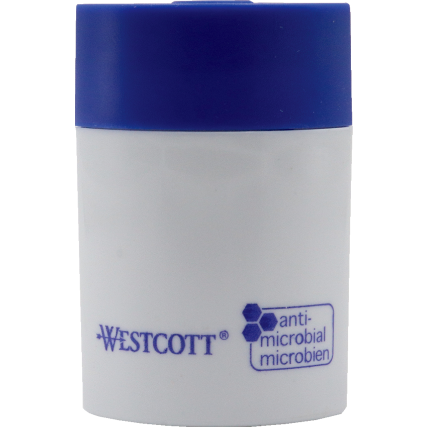 Westcott® KleenEarth® Antimicrobial Pencil Sharpener Single Hole Blue and White