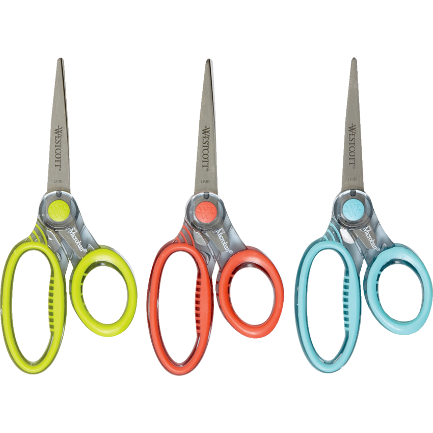 Westcott® X-Ray™ Ultrasoft Scissors with Microban® Straight Handle Pointed 7"  Assorted Colours