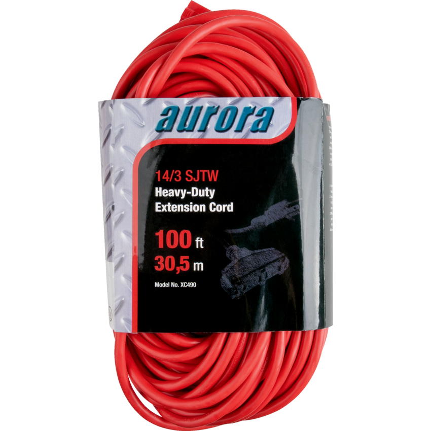Aurora Tools® Outdoor Vinyl Triple Tap Extension Cord Heavy-Duty 100' Red