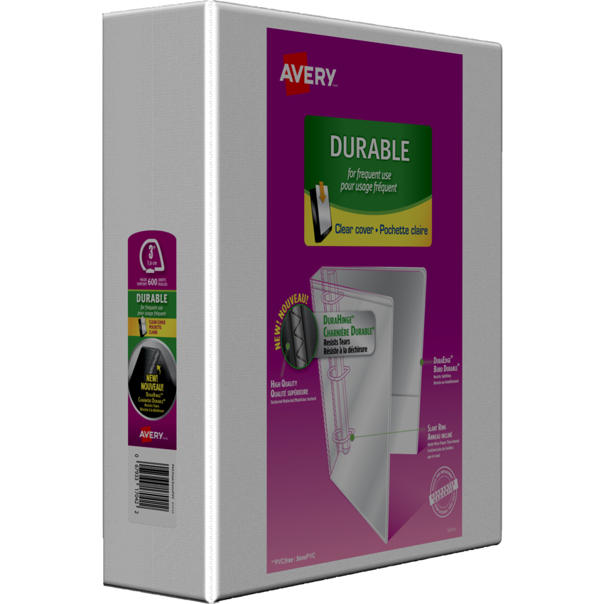 Avery® Durable View Presentation Binder 3" White