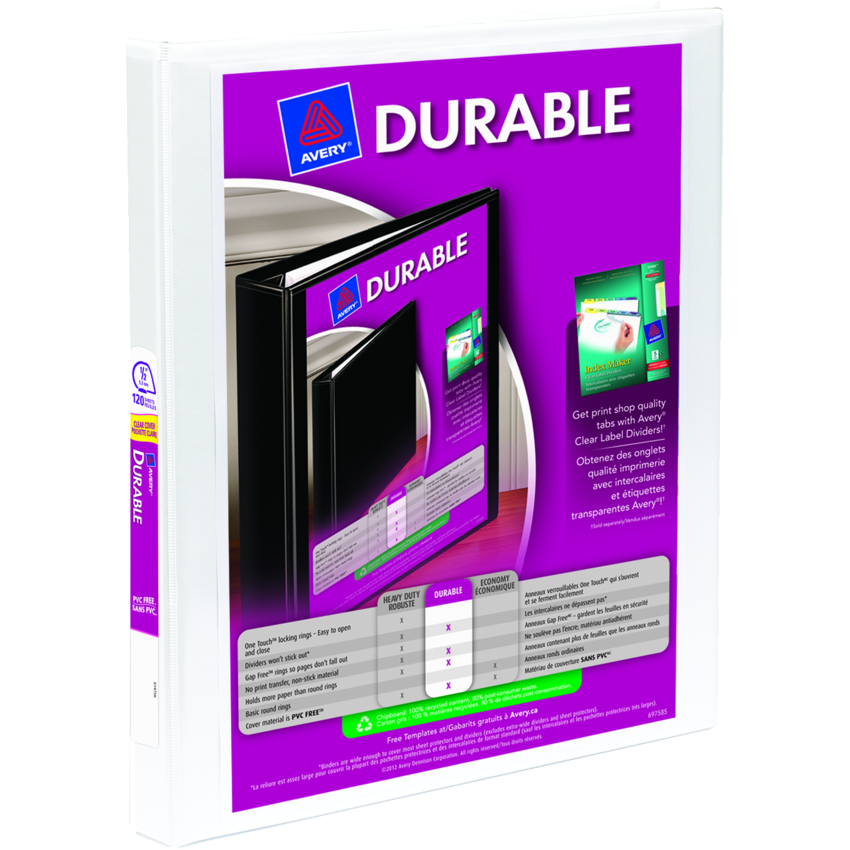 Avery® Durable View Presentation Binder 1/2" White