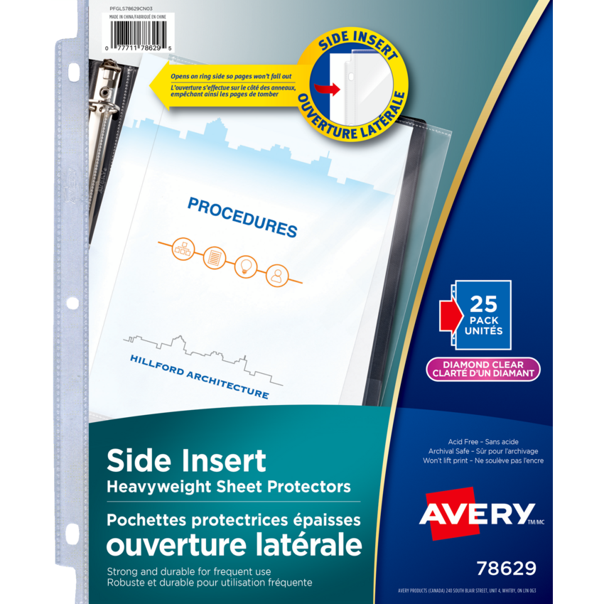 Avery® Side Insert Sheet Protectors Diamond Clear 25/pkg