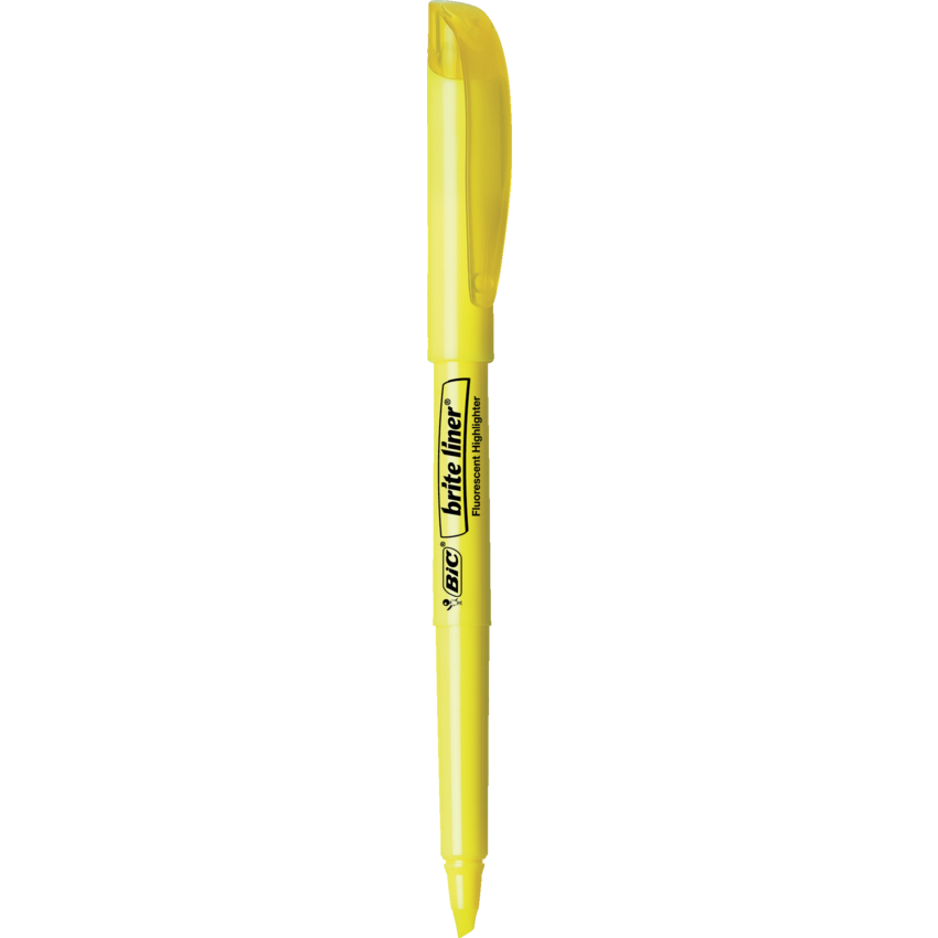 Bic® Brite liner® Pen Style Highlighters Chisel Tip Fluorescent Yellow 12/box
