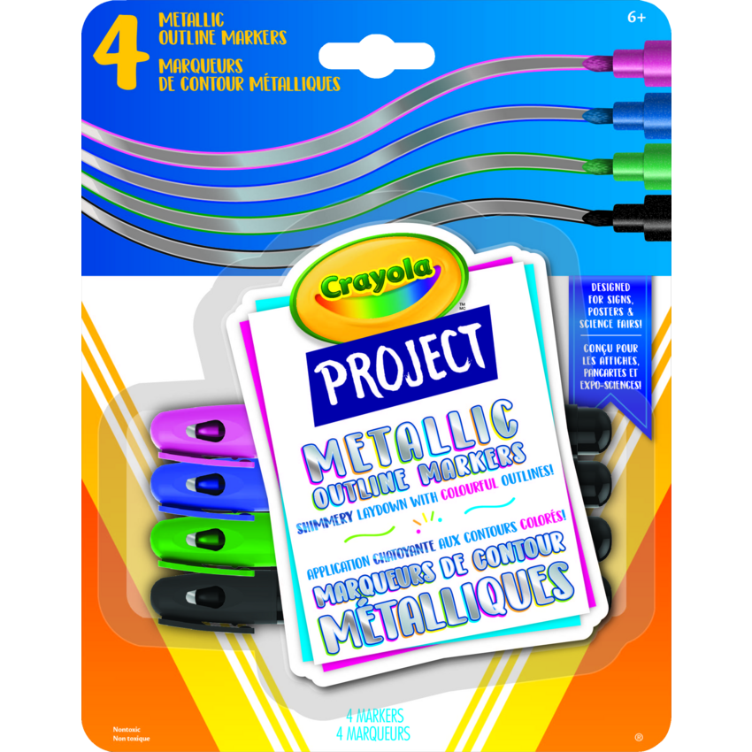 Crayola® Project Outline Markers Assorted Metallic Colours 4/pkg