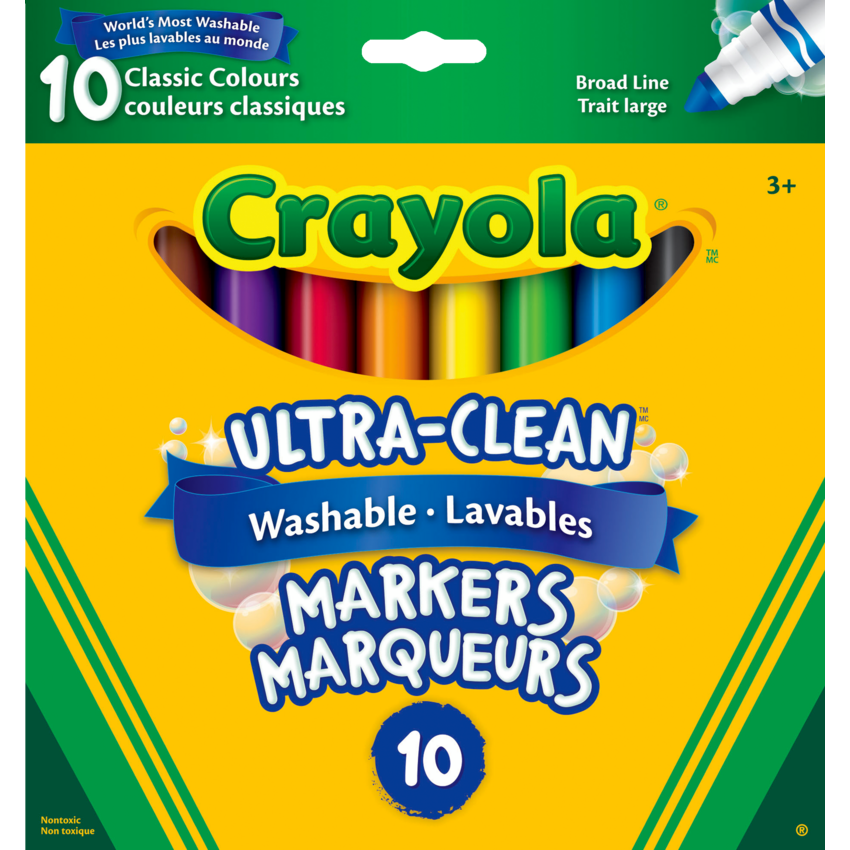 Crayola® Ultra-Clean Washable Markers Broad Tip Original Colours 10/pkg