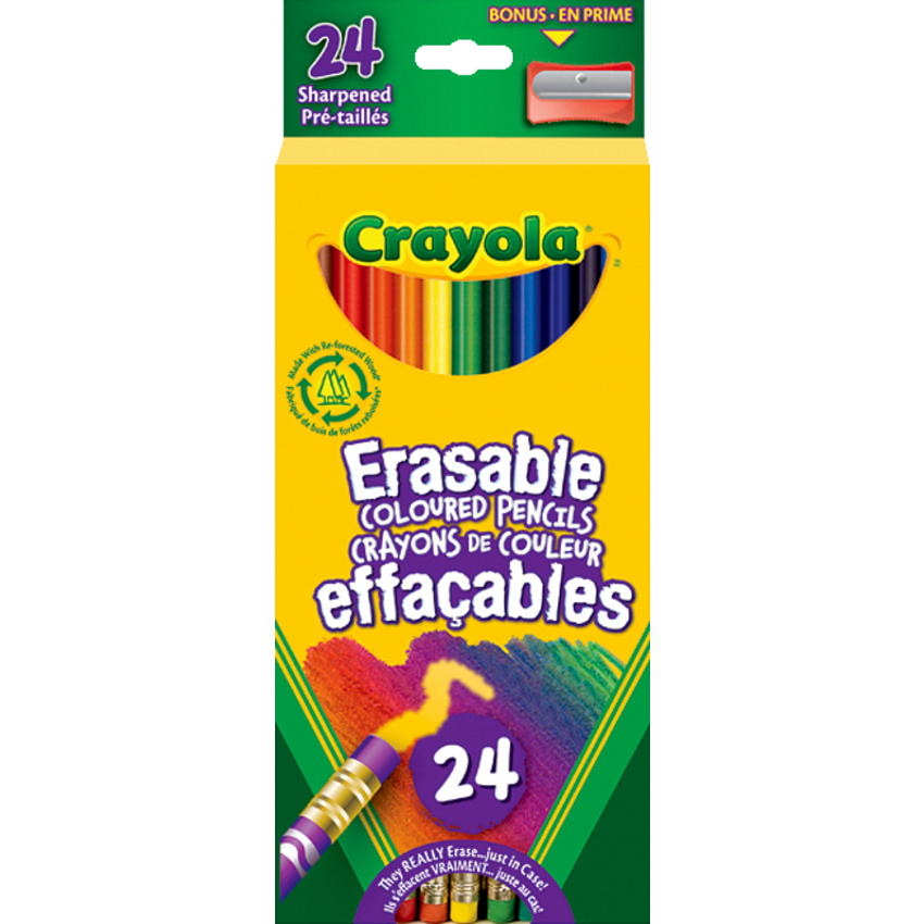 Crayola® Erasable Coloured Pencils Assorted Colours 24/pkg