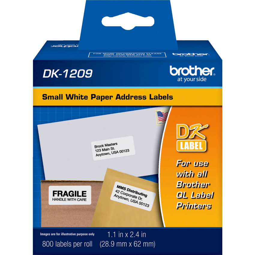 Brother® P-Touch® Die-Cut Small Address Labels 2-1/2" x 1-1/5" White 800 labels/roll