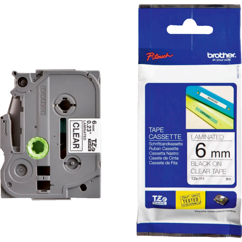 Brother® P-Touch TZ Tape 1/4" Black on Clear