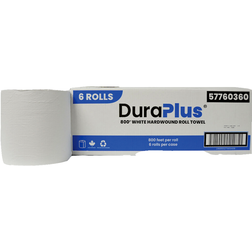 DuraPlus® Hardwound Paper Towel Rolls 800' White 6/ctn