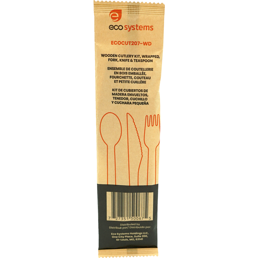 Ecosystems Wooden Cutlery Set Fork, Knife and Spoon Brown 500/cse