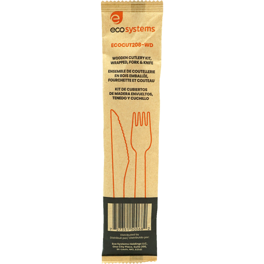 Ecosystems Wooden Cutlery Sets Fork and Knife Brown 500/cse