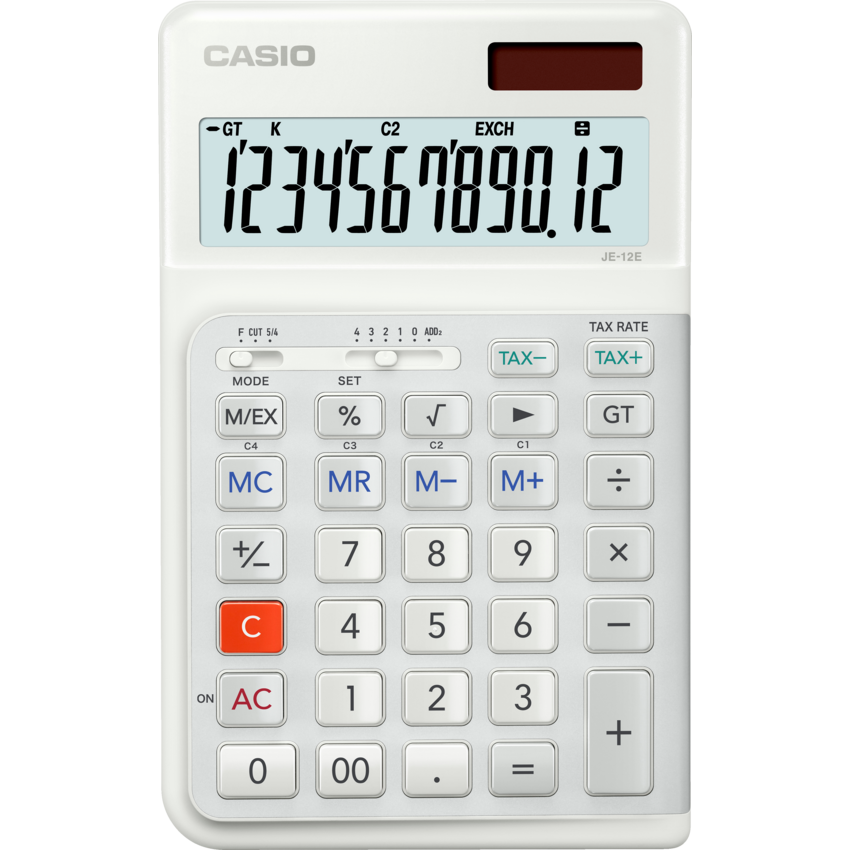 Casio® Ergonomic Premuim Desk Calculator JE-12E-WE 12 digits 4-2/5"W x 7"D x 24/25"H White