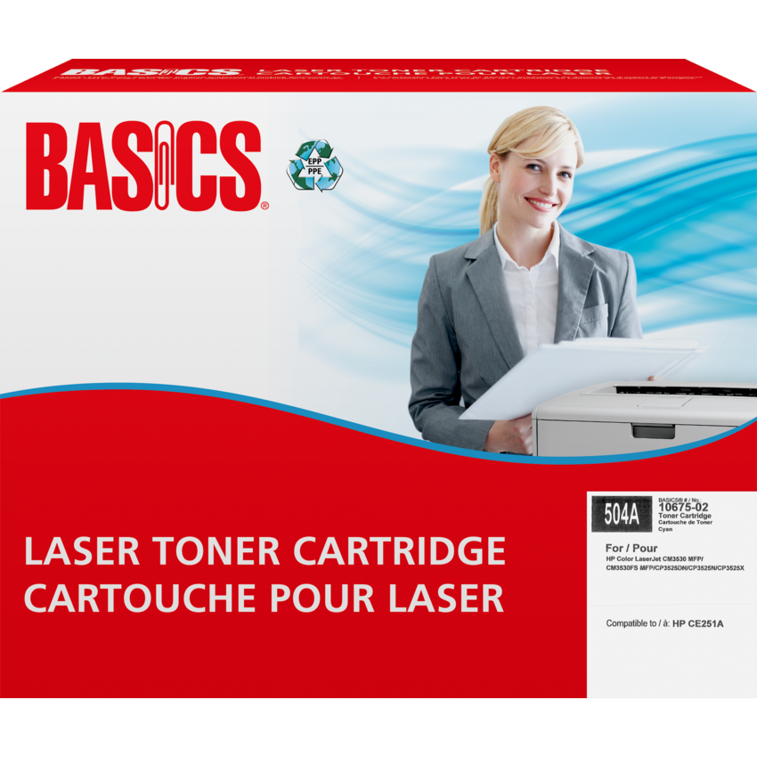 Basics® Remanufactured Laser Cartridge (HP 504A) Cyan