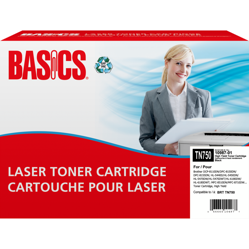Basics® Remanufactured Laser Cartridge High Yield (Brother® TN750) Black