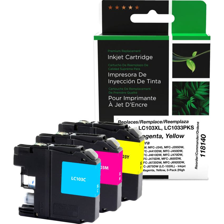 Clover Imaging Remanufactured Inkjet Cartridges LC1033PKS High Yield Cyan, Magenta, Yellow 3/pkg