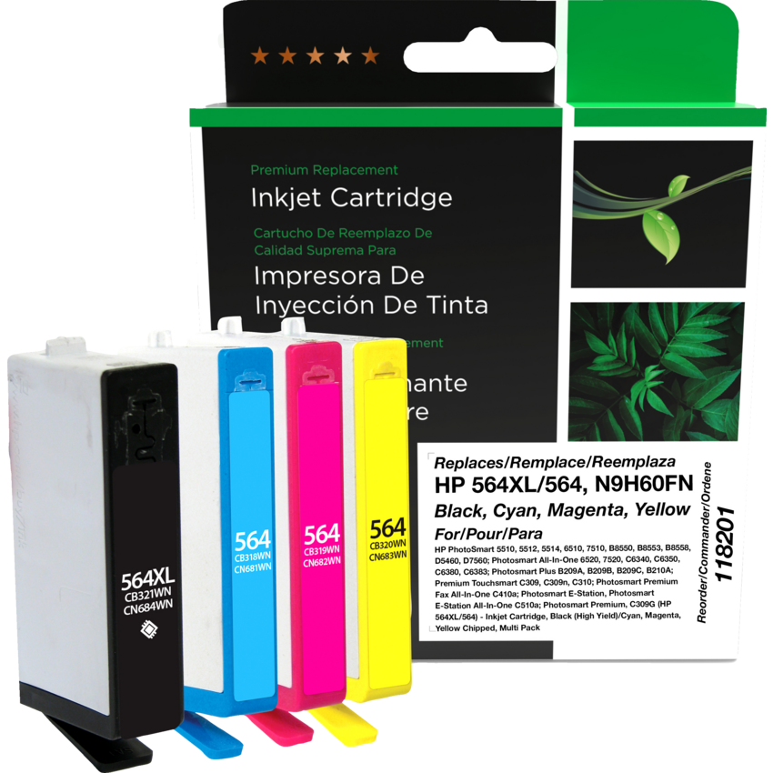 Clover Imaging Remanufactured Inkjet Cartridges HP 564XL/564 High Yield Black, Cyan, Magenta, Yellow 4/pkg