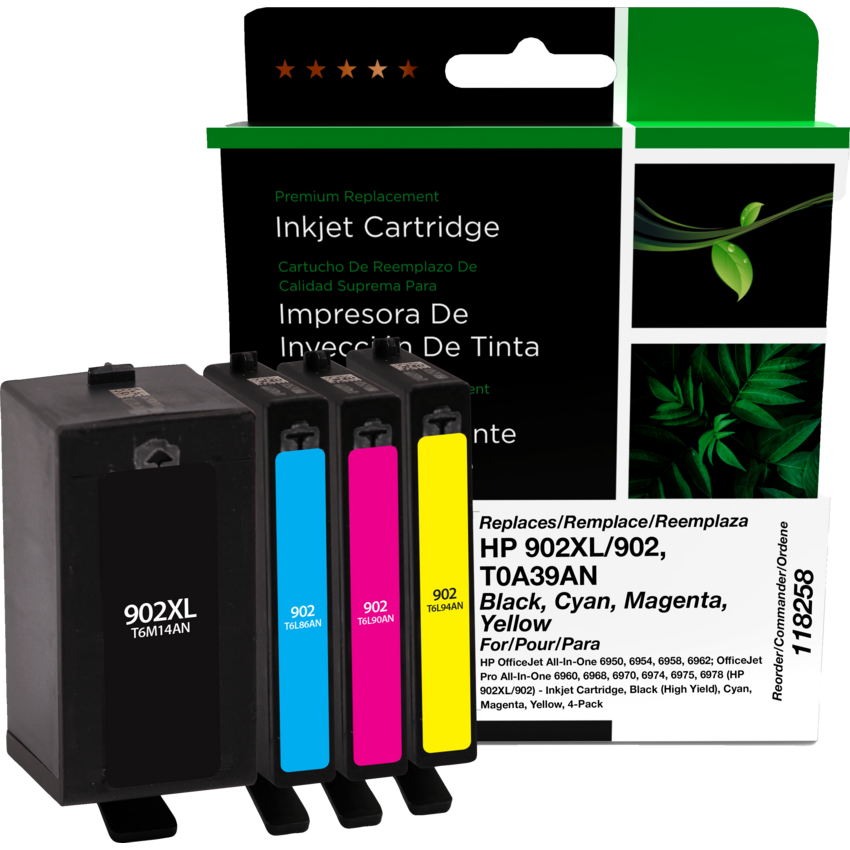 Clover Imaging Remanufactured Inkjet Cartridge HP 902XL/902 High Yield Black, Cyan, Magenta, Yellow 4/pkg