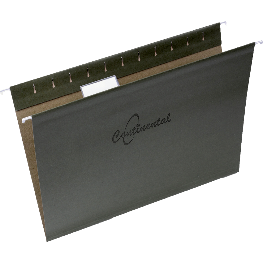 Continental Hanging Folders with Flexible Tabs Letter Standard Green 25/box