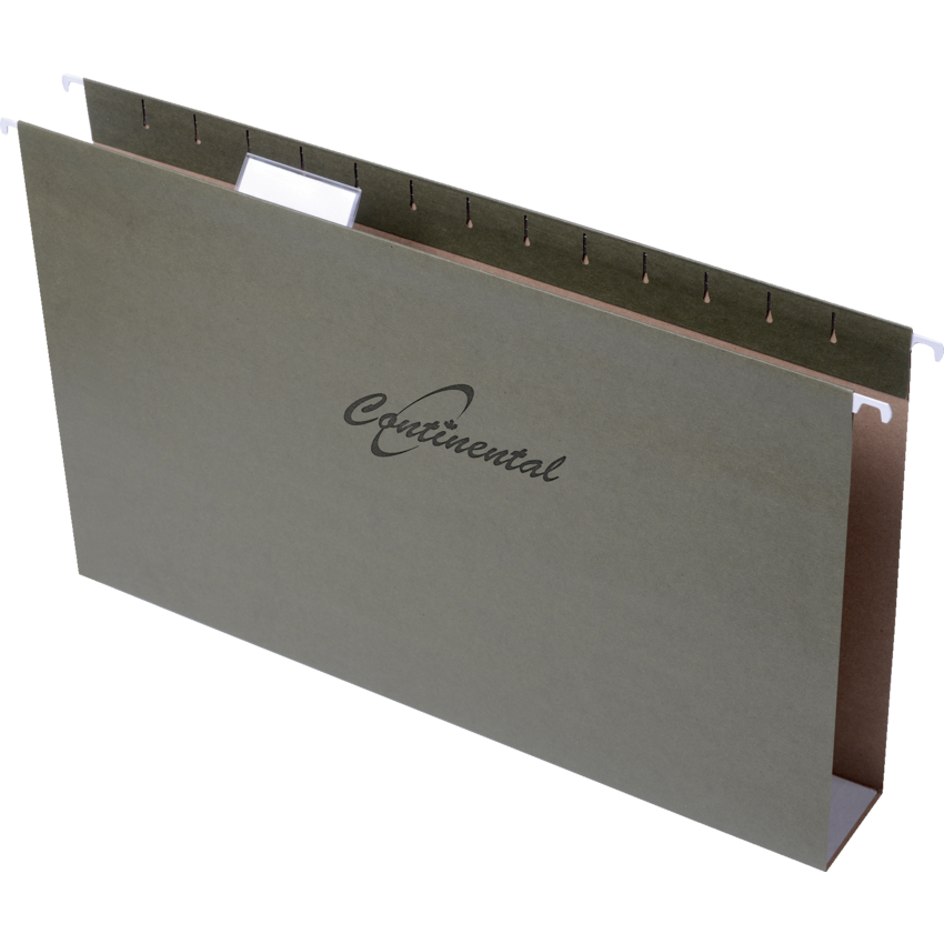 Continental Extra Capacity Hanging Folders Legal 2" Standard Green 25/box