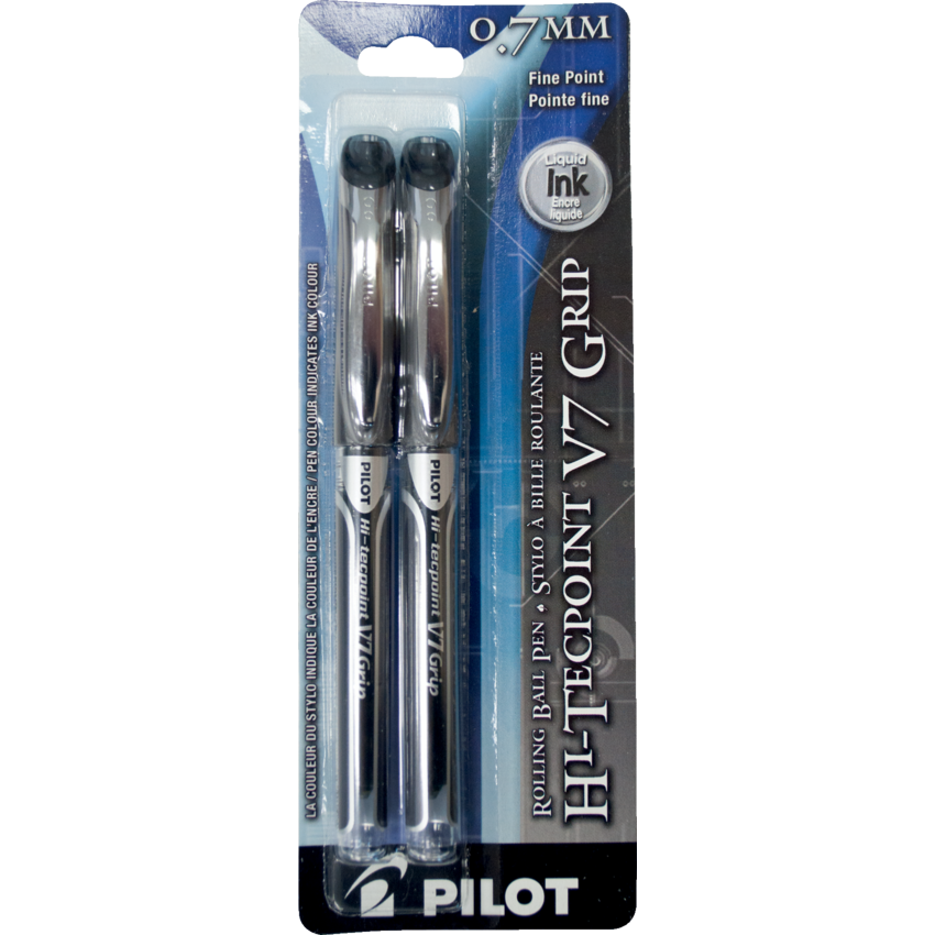 Pilot® Hi-Tecpoint Grip Liquid Ink Roller Pens 0.7 mm Black 2/pkg