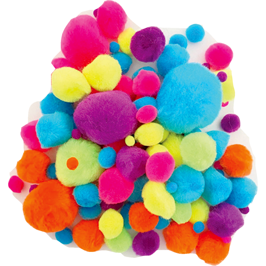 ArtWorks Pom Poms Neon Assorted Colours 100/pkg