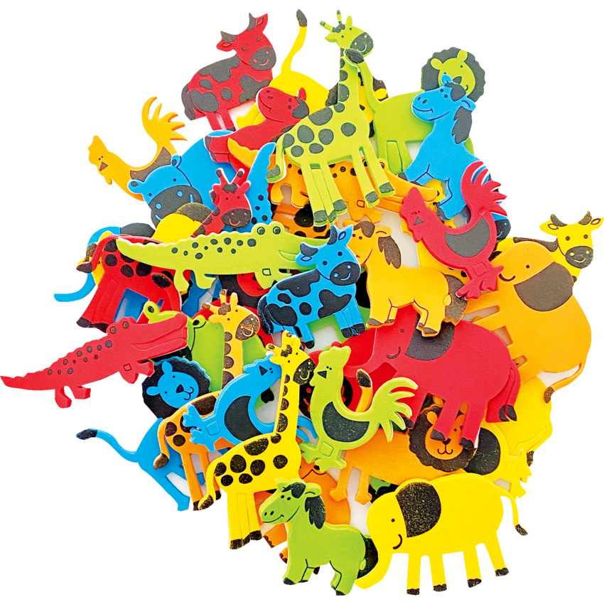 DBLG Self-Adhesive Foam Shapes Animals Assorted colours 64/pkg