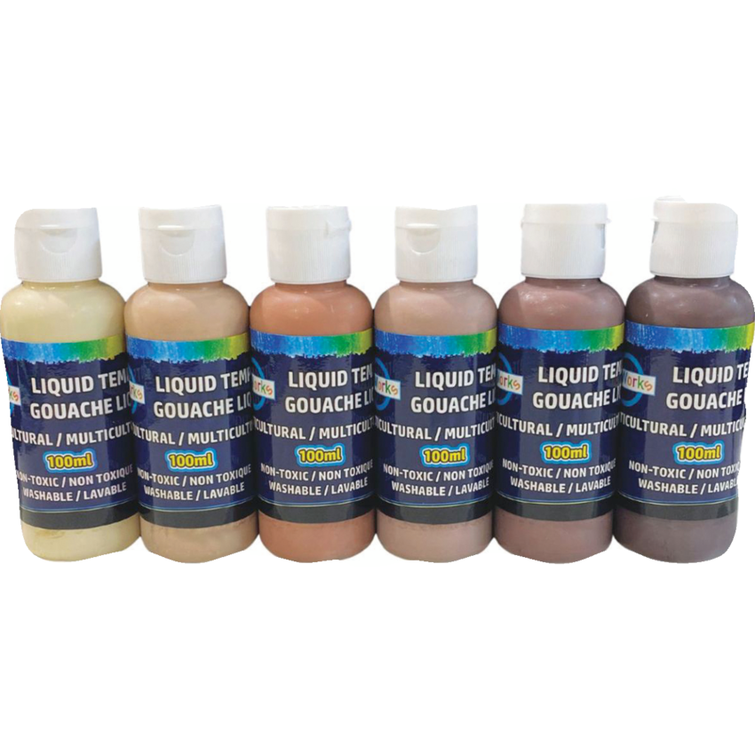 ArtWorks Multicultural Liquid Tempera Paint Set 100 mL Assorted Colours 6/pkg