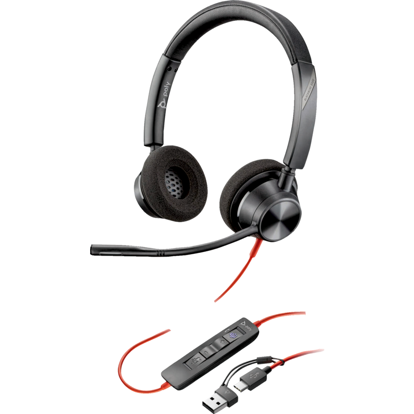 Poly Blackwire 3320 Stereo USB-C Headset with Microsoft Teams Certification Black