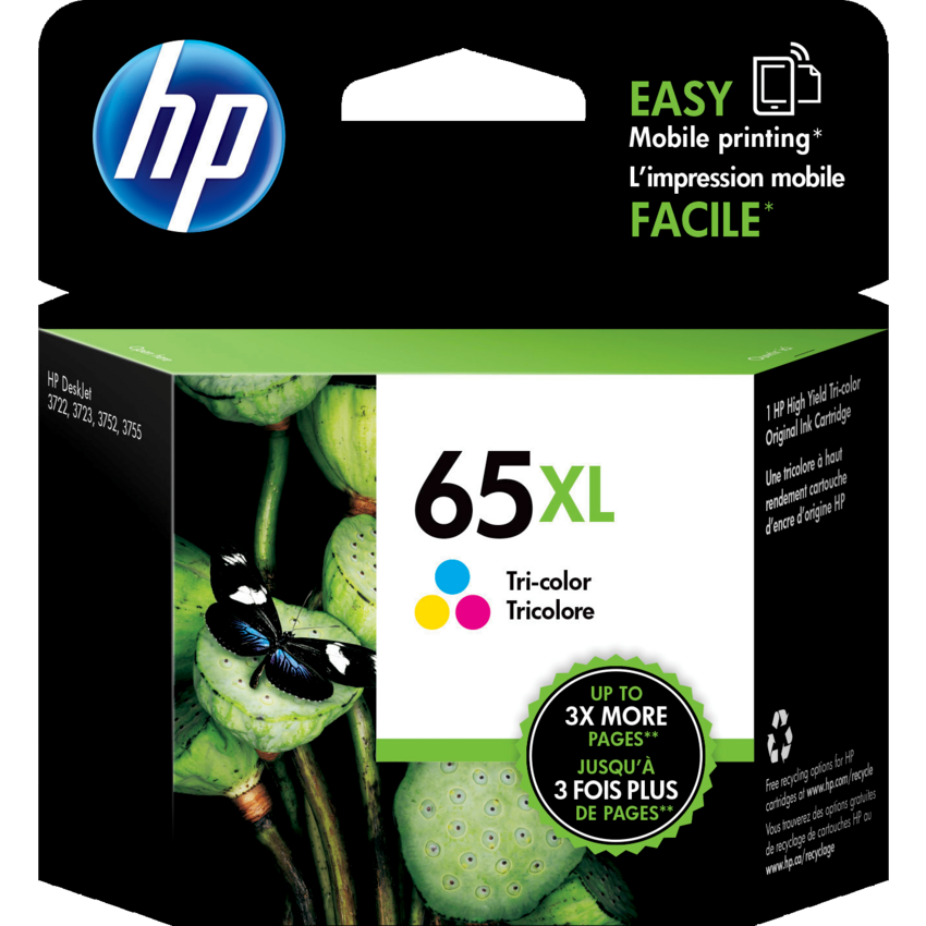 HP Inkjet Cartridge High Yield #65XL Tricolour