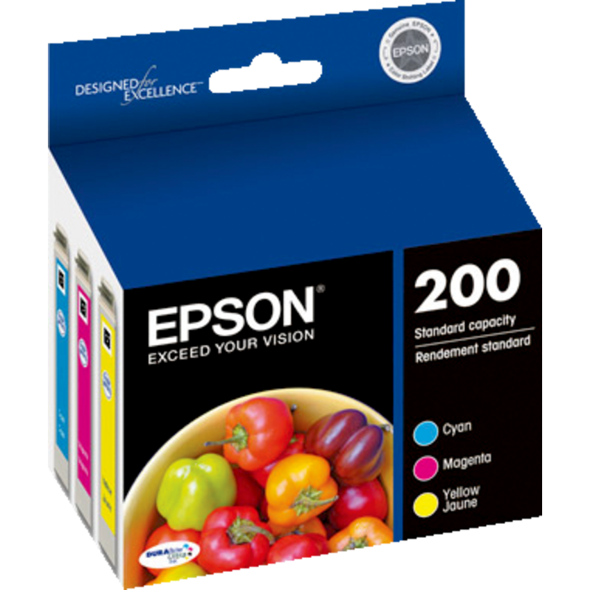Epson® Inkjet Cartridges T200520-S #200 Cyan, Yellow, Magenta 3/pkg