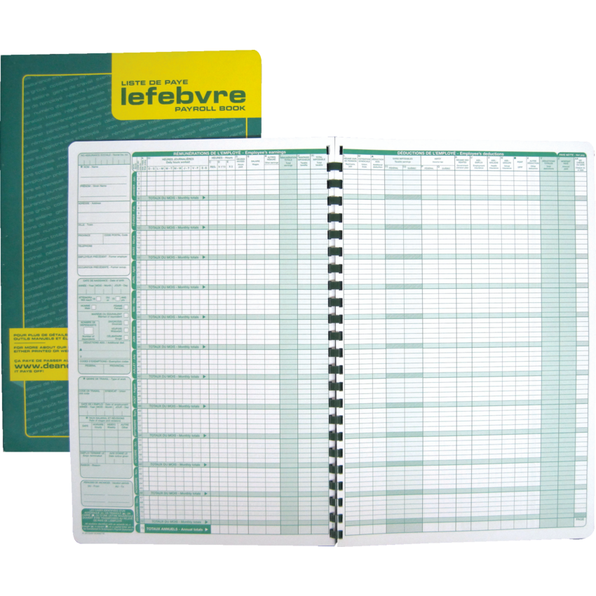 Dean Payroll Book 16 Employees Bilingual