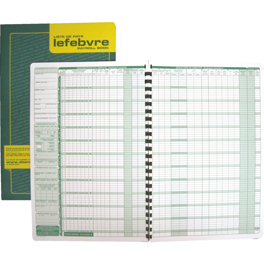 Dean Payroll Book 4 Employees Bilingual