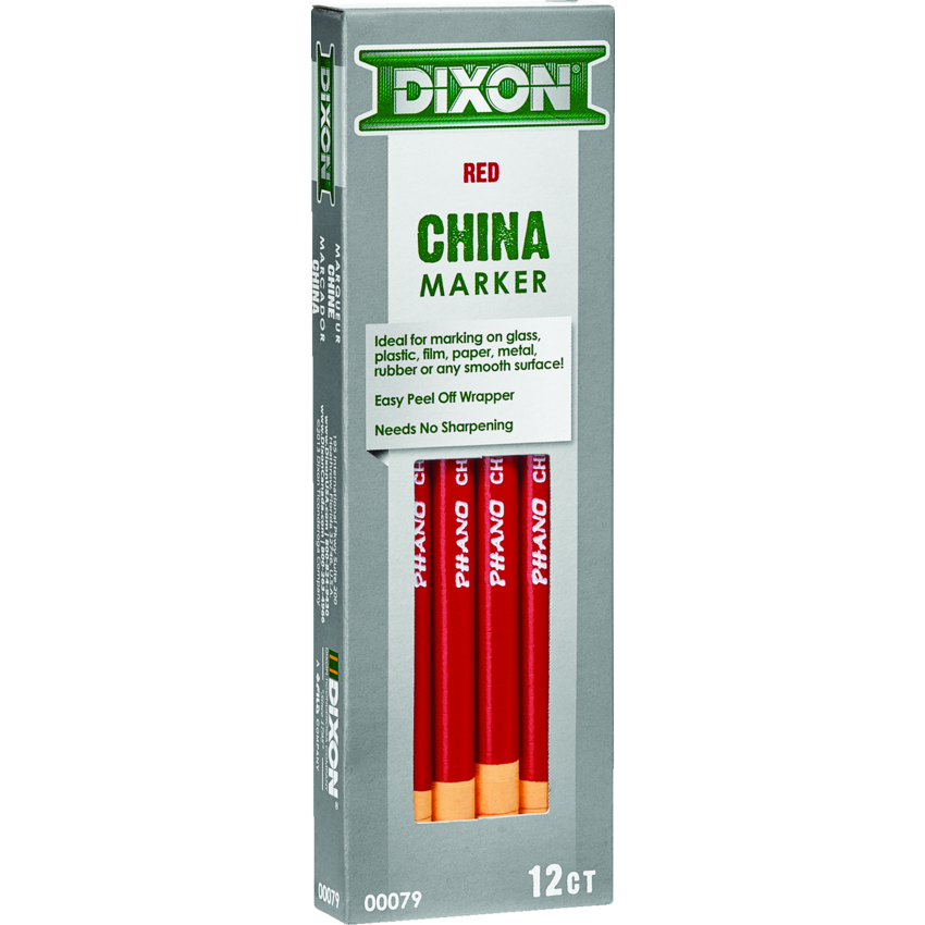 Dixon® Phano® Dry China Markers Red 12/box