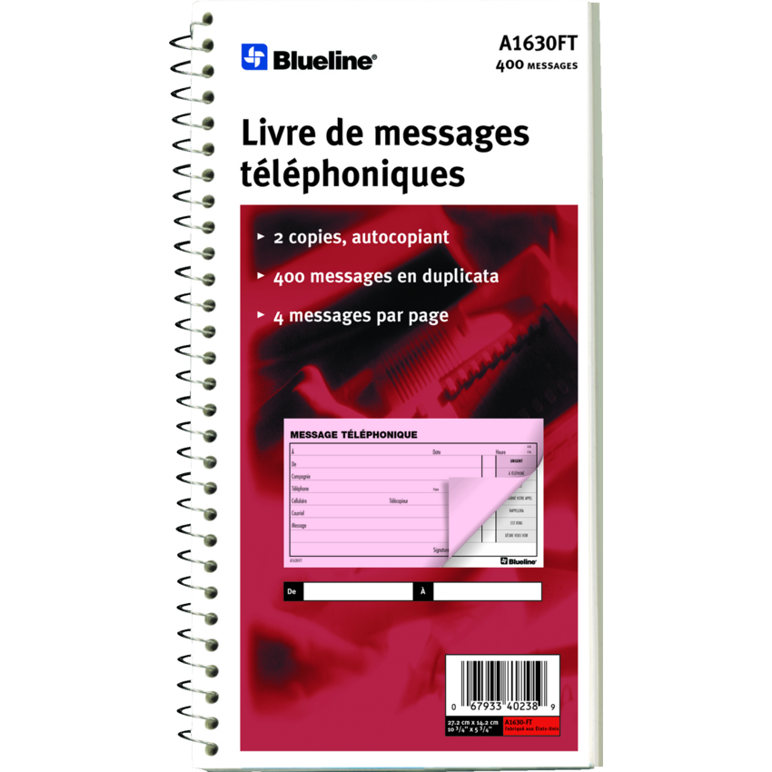 Blueline® Phone Message Book 11" x 5-11/16"  500 sheets French