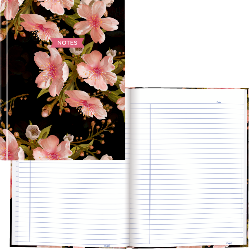 Blueline® Hard Cover Perfect Bound Notebook 9-1/4" x 7-1/4" 192 pages Ruled with Margin Cherry Tree Lane