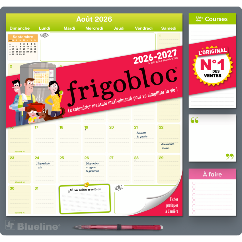 Blueline® Fridgeplanner™ 13-1/2" x 14" French